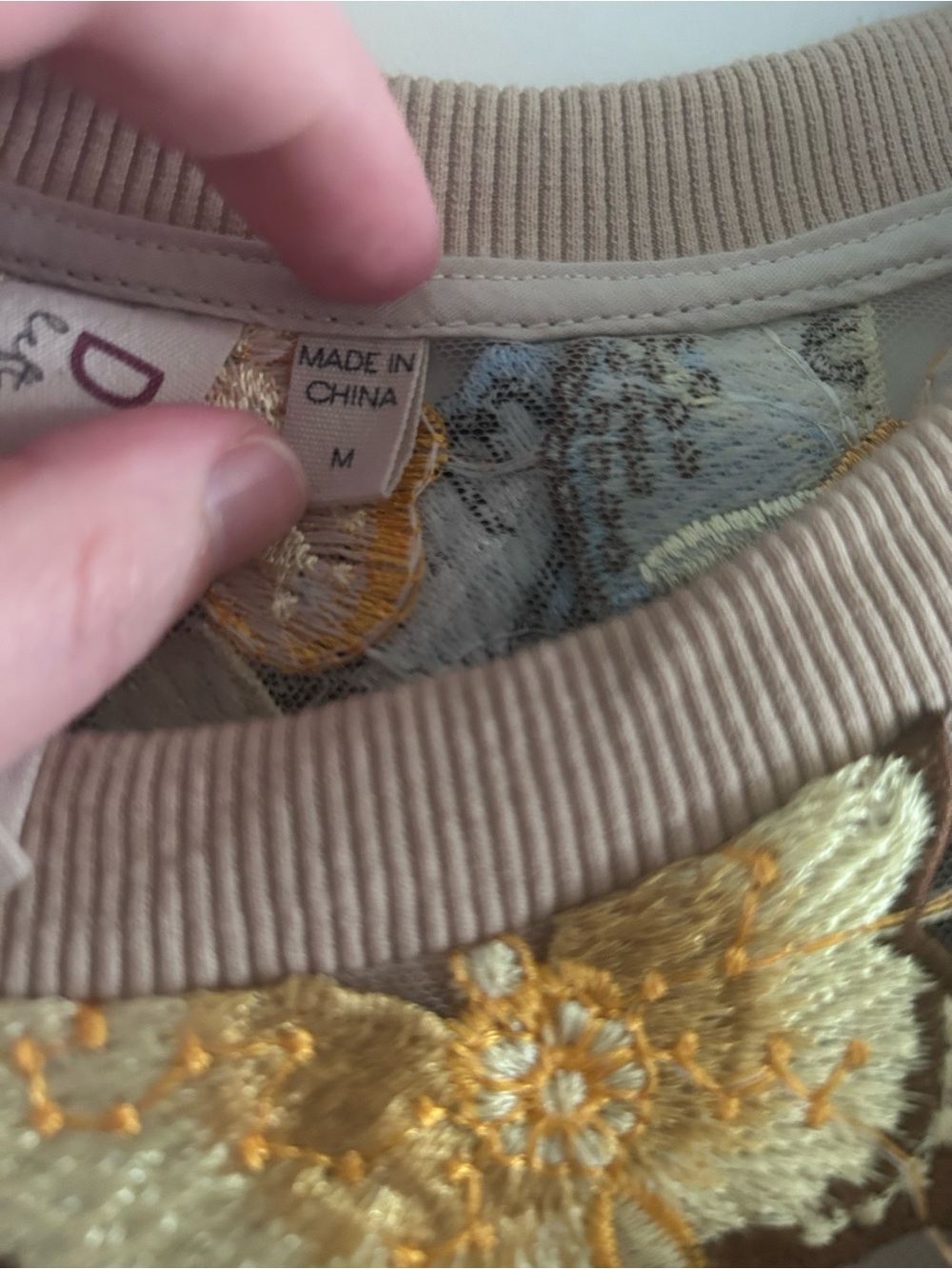 Anthropologie Dolan 3D Butterfly Embroidered Short Sleeve Top - sheer beige - Picture 5 of 5